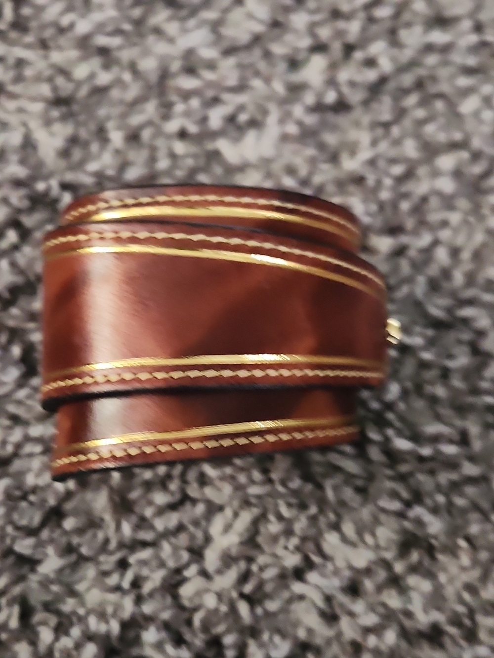 Brown Leather Wrap Bracelet with Gold Accents